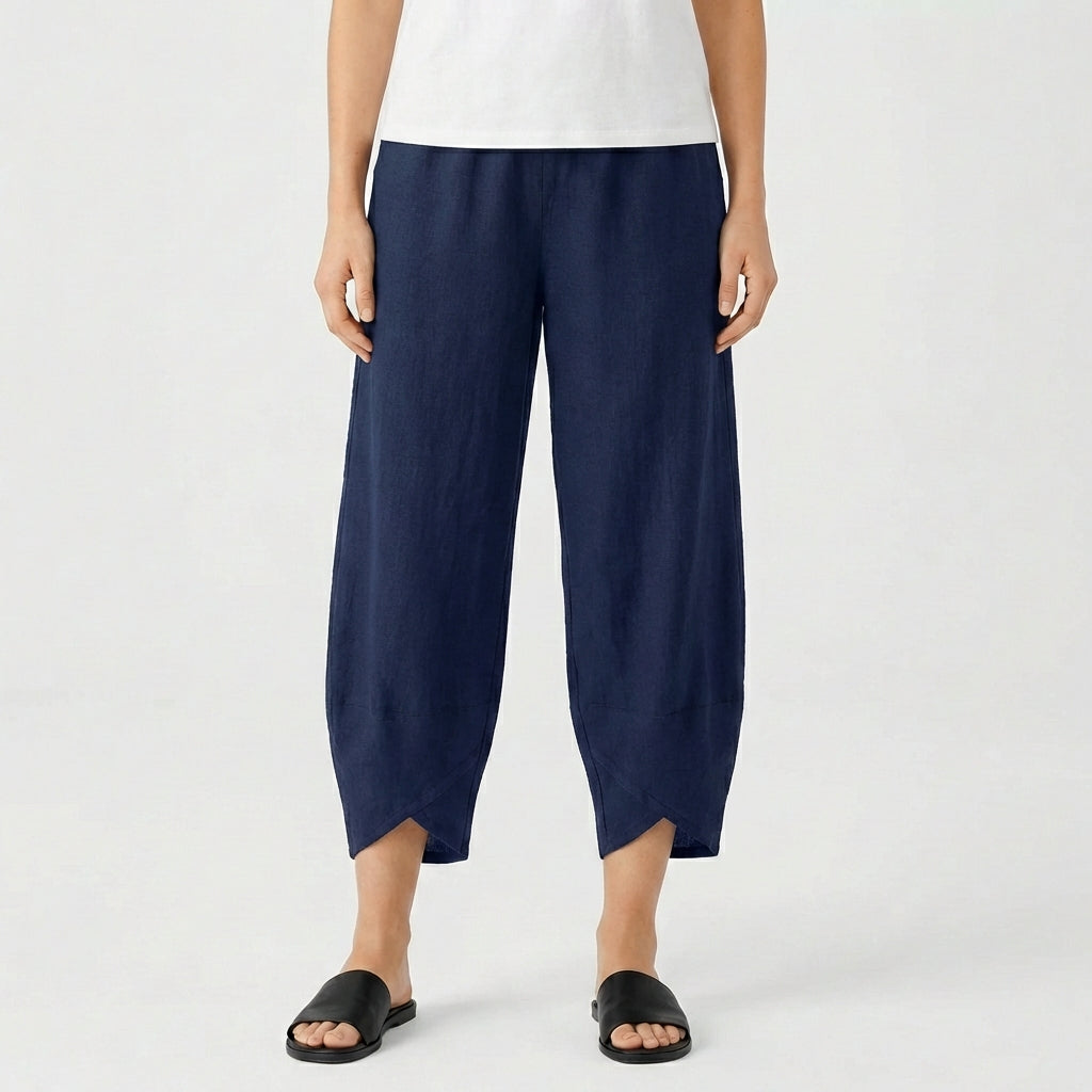 Lucia | Pantalone Culotte Donna con Orlo Asimmetrico e Taglio Largo | Informale