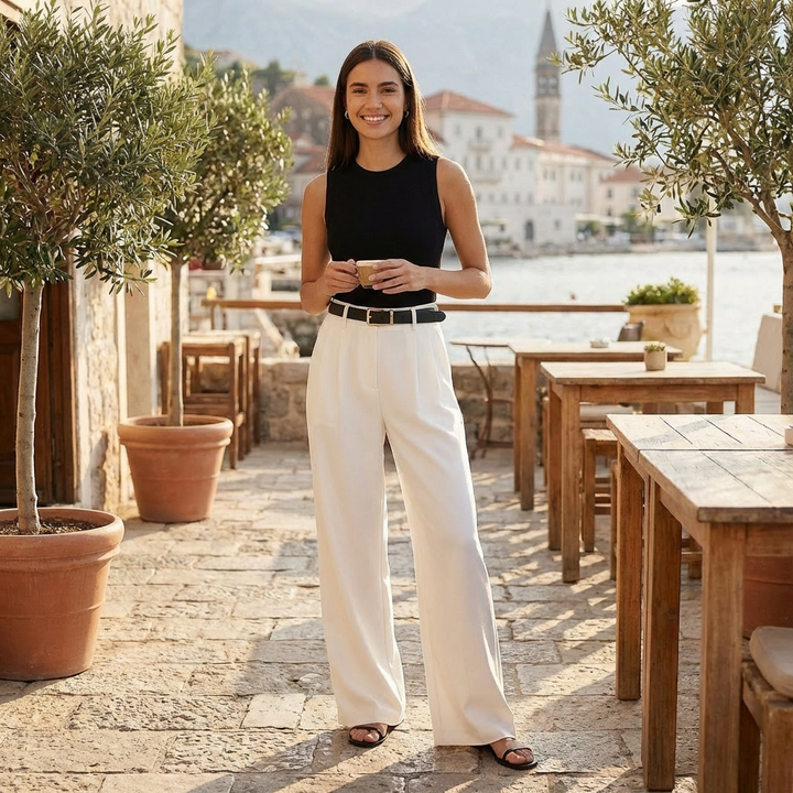 Lucia | Pantaloni Eleganti Donna Con Vita Alta E Gamba Larga | Raffinati