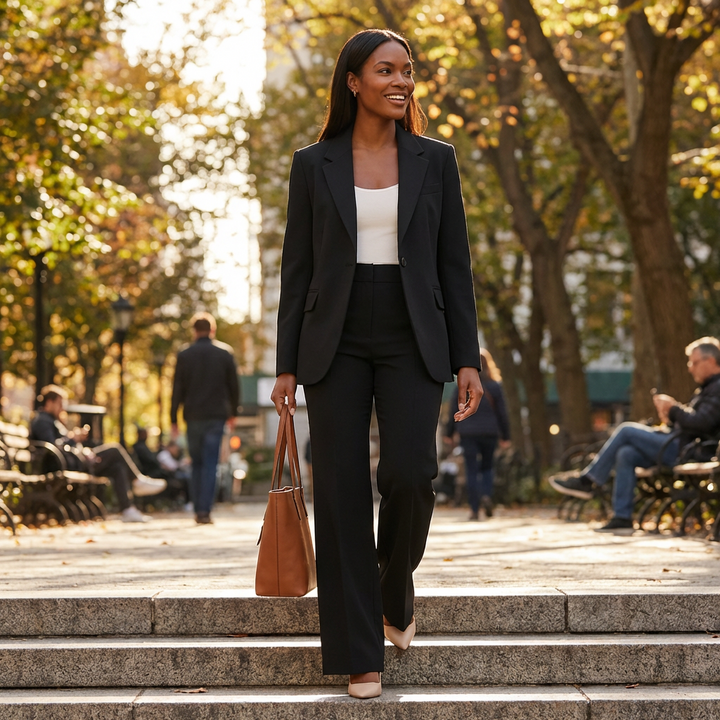 Lucia | Traje Dos Piezas Mujer Con Pantalón Pernera Ancha Y Blazer | Elegante