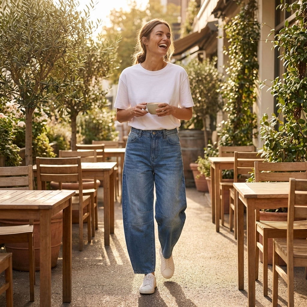 Lucia | Jeans Donna Con Gamba Curva E Cuciture Decorative | Moderno