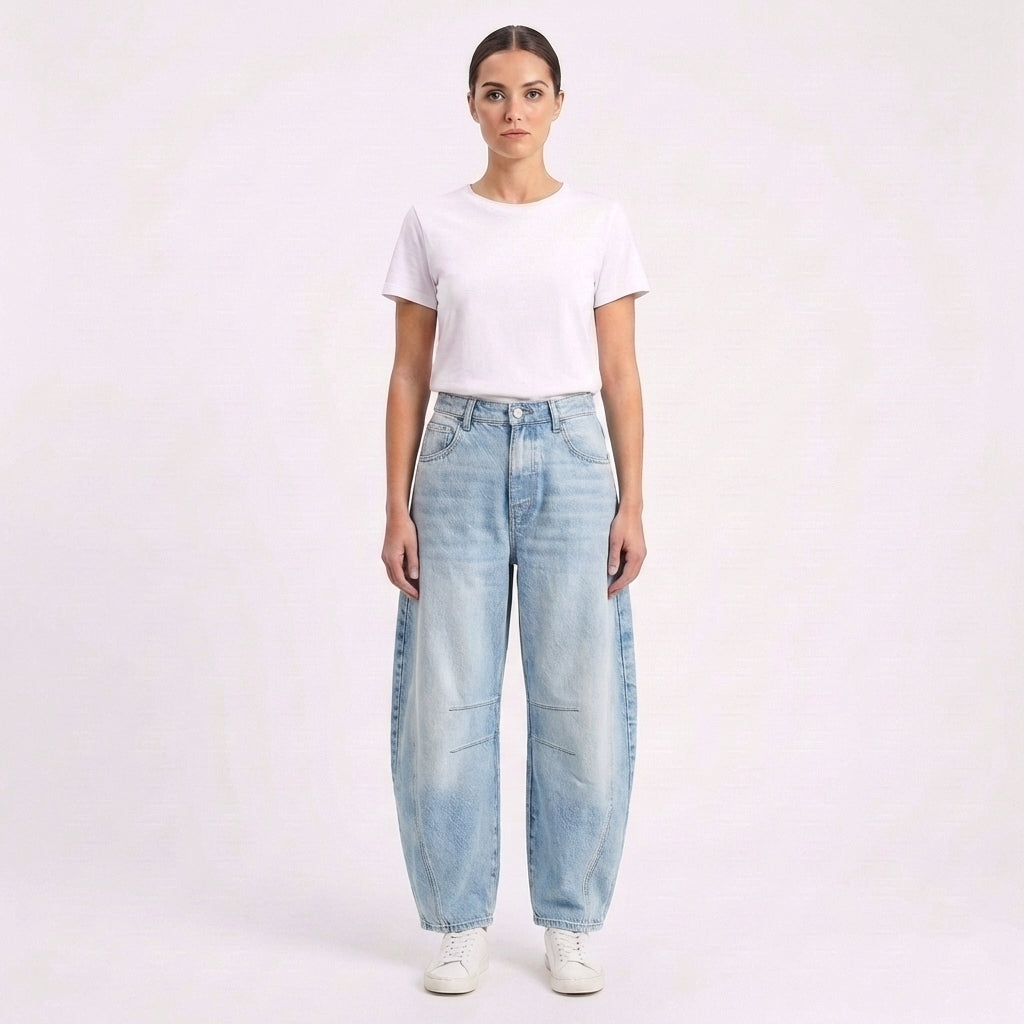 Lucia | Jeans Donna Con Gamba Curva E Cuciture Decorative | Moderno