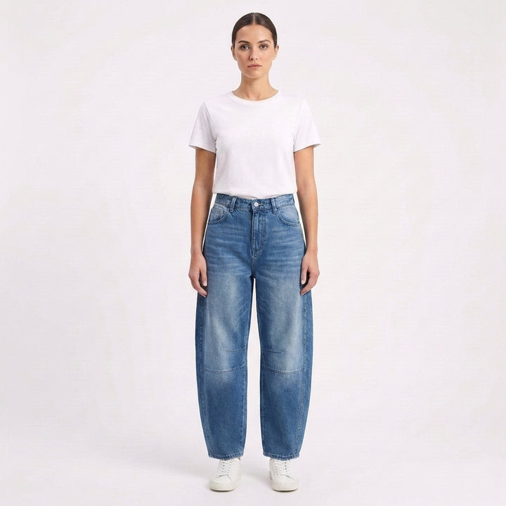 Lucia | Jeans Donna Con Gamba Curva E Cuciture Decorative | Moderno