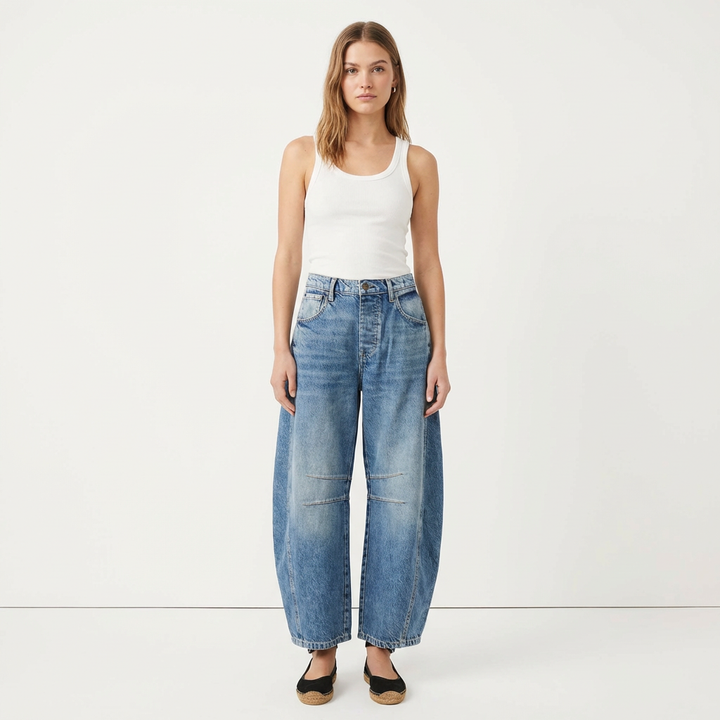 Lucia | Jeans Donna Con Gamba Curva E Cuciture Decorative | Moderno