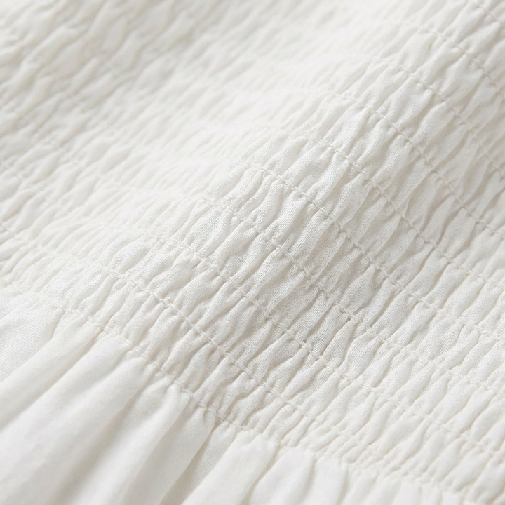 Lucia | Vestito Midi con Spalline, Corpo Arricciato, Gonna Svasata Donna