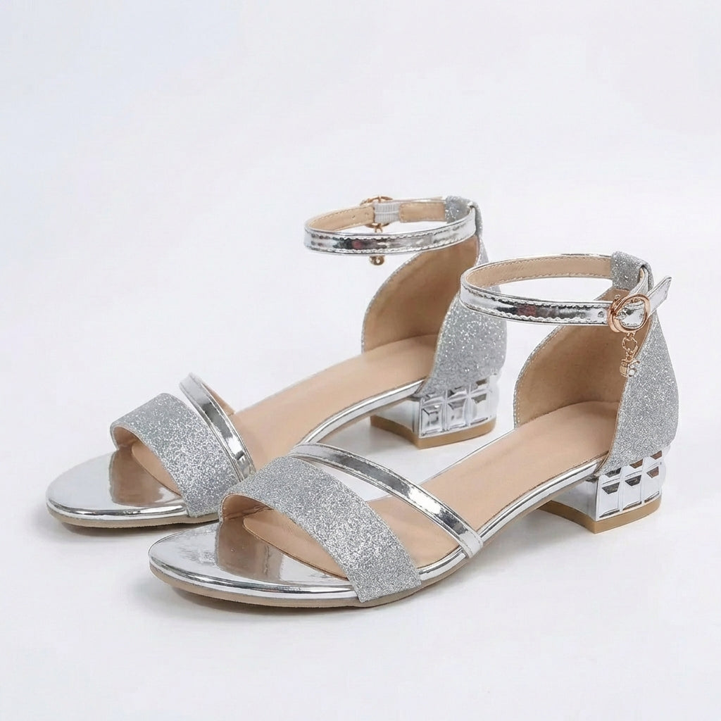 Lucinda | Sandali Donna Tacco Basso Brillanti Cavigliera