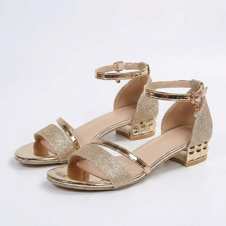 Lucinda | Sandali Donna Tacco Basso Brillanti Cavigliera