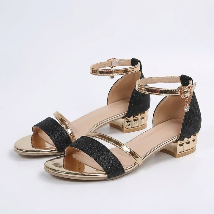 Lucinda | Sandali Donna Tacco Basso Brillanti Cavigliera