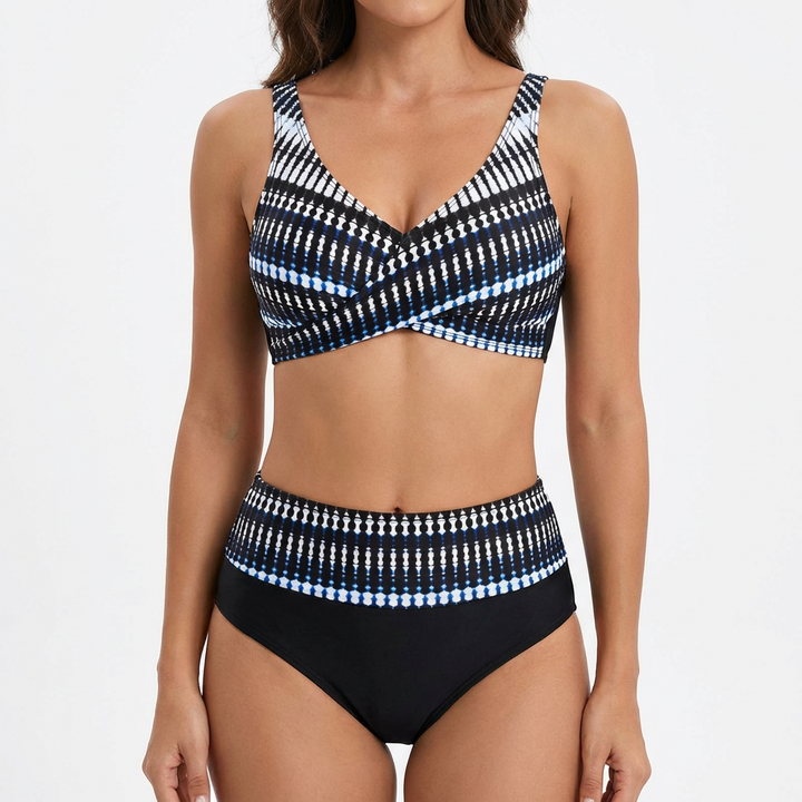 Luna | Bikini Donna con Top Incrociato e Slip a Vita Alta | Contemporaneo