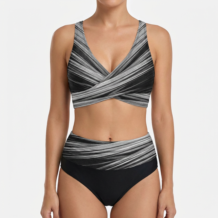 Luna | Bikini Donna con Top Incrociato e Slip a Vita Alta | Contemporaneo