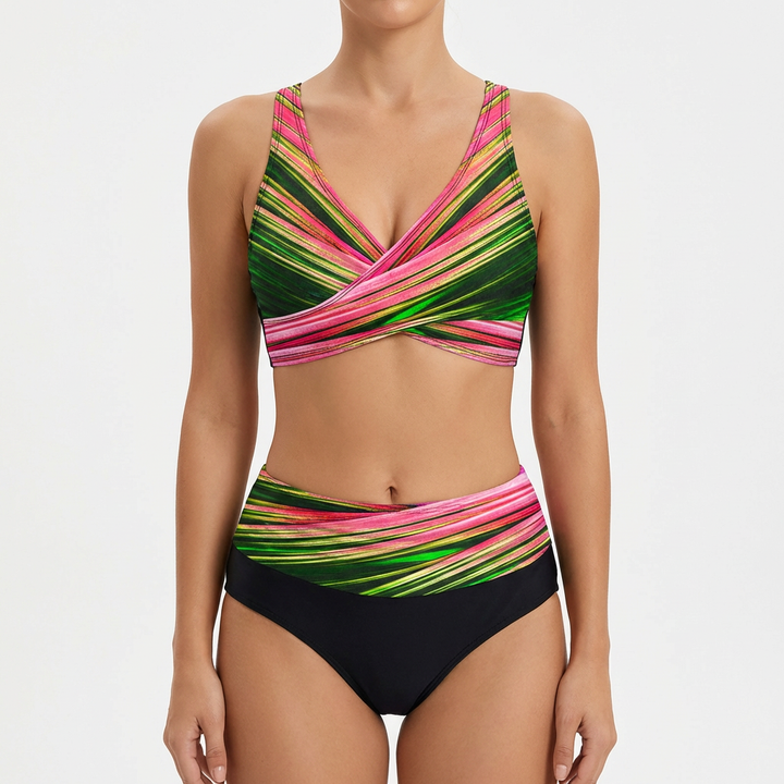 Luna | Bikini Donna con Top Incrociato e Slip a Vita Alta | Contemporaneo