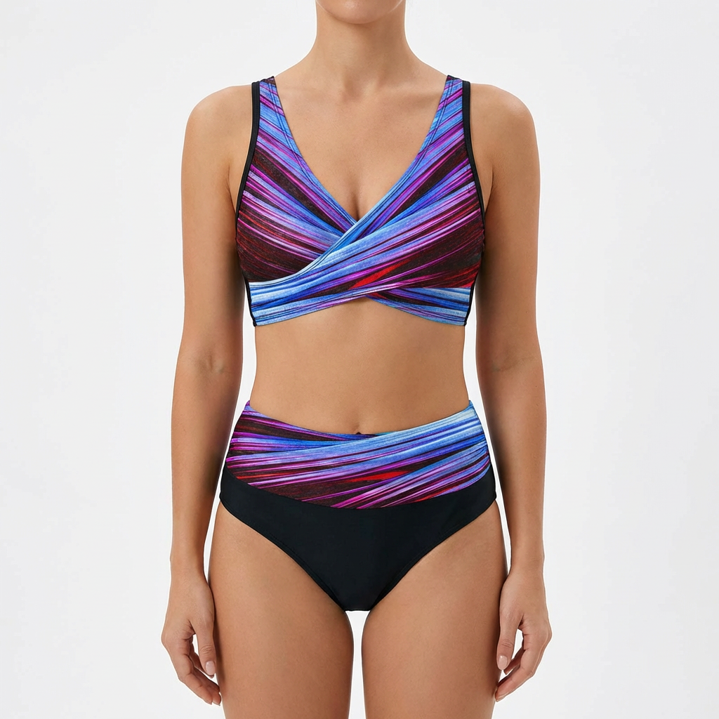 Luna | Bikini Donna con Top Incrociato e Slip a Vita Alta | Contemporaneo