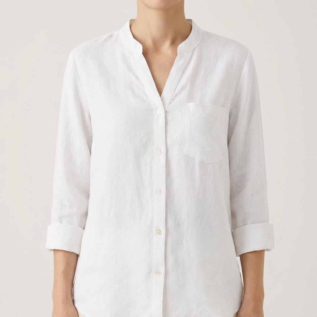 Luna | Camicetta Donna Con Scollo A V E Maniche Arrotolate | Elegante Informale