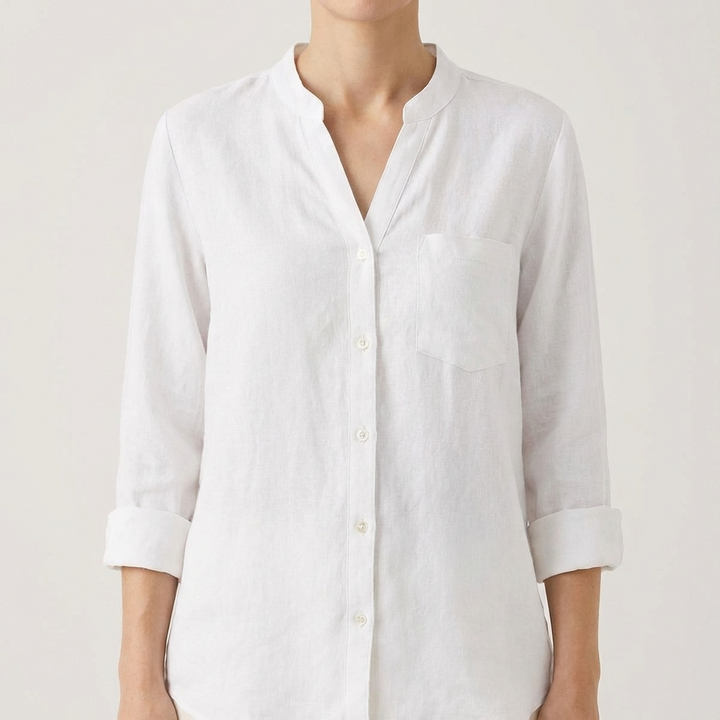 Luna | Camicetta Donna Con Scollo A V E Maniche Arrotolate | Elegante Informale