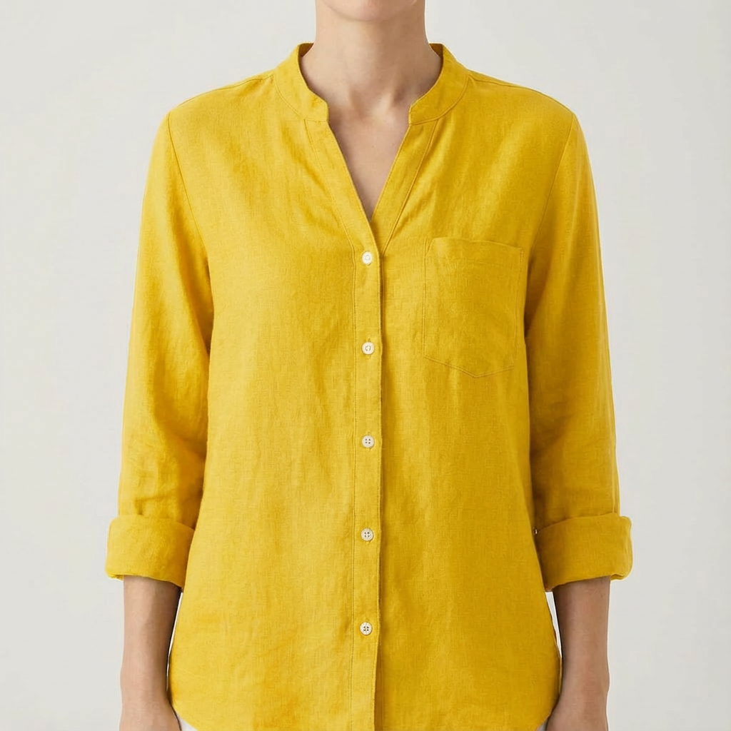 Luna | Blusa Mujer Con Cuello En V Y Mangas Enrolladas | Casual Chic