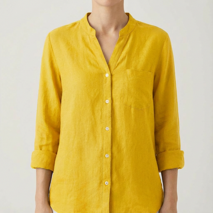 Luna | Camicetta Donna Con Scollo A V E Maniche Arrotolate | Elegante Informale