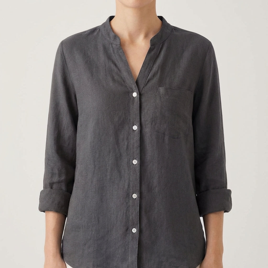 Luna | Blusa Mujer Con Cuello En V Y Mangas Enrolladas | Casual Chic