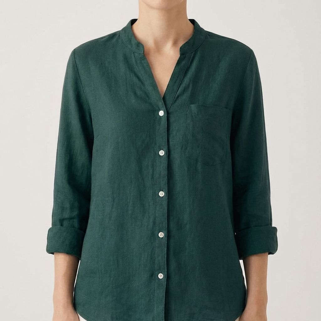 Luna | Camicetta Donna Con Scollo A V E Maniche Arrotolate | Elegante Informale