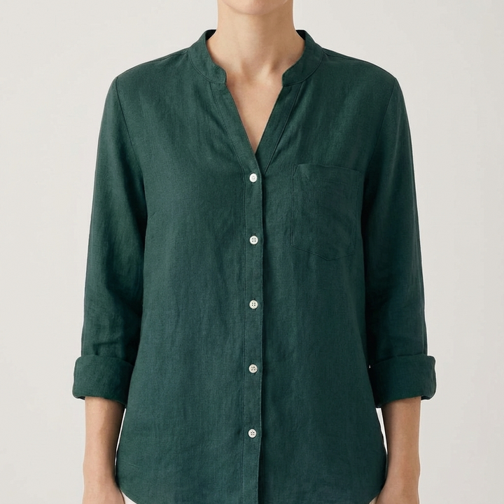 Luna | Camicetta Donna Con Scollo A V E Maniche Arrotolate | Elegante Informale