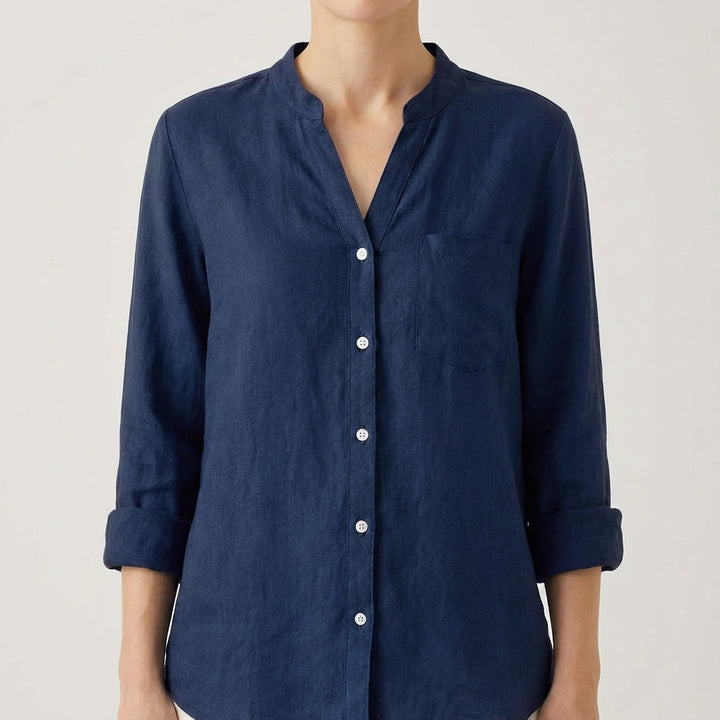 Luna | Camicetta Donna Con Scollo A V E Maniche Arrotolate | Elegante Informale