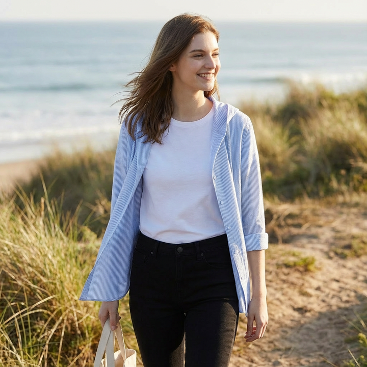 Luna | Camisa Mujer Con Capucha Y Corte Oversize | Casual Relajado