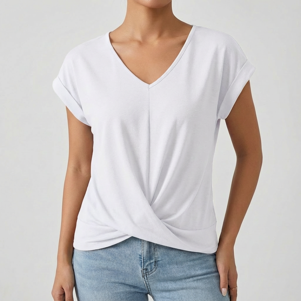 Luna | Maglietta Donna con Scollo a V e Manica Cadente | Informale