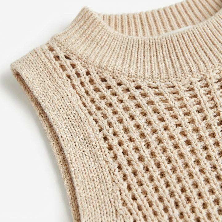 Luna | Gilet di Maglia Donna con Tessuto Traforato e Collo Alto | Elegante