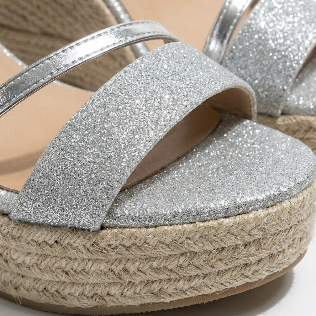 Luna | Mujer Sandalias Cuña Con Acabado Brillante Y Correa Tobillo | Glamuroso