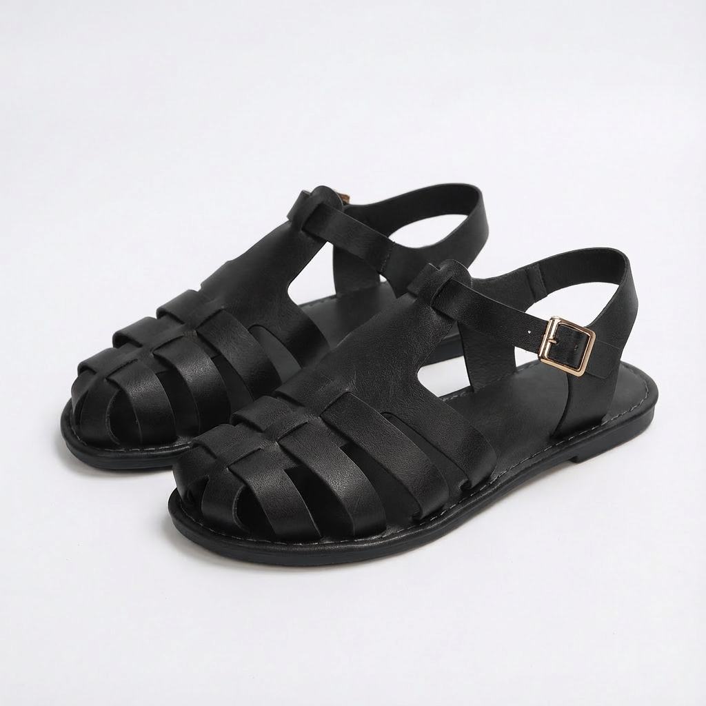 Luna | Mujer Sandalias Romanas Con Puntera Cerrada Y Correa Tobillo | Casual