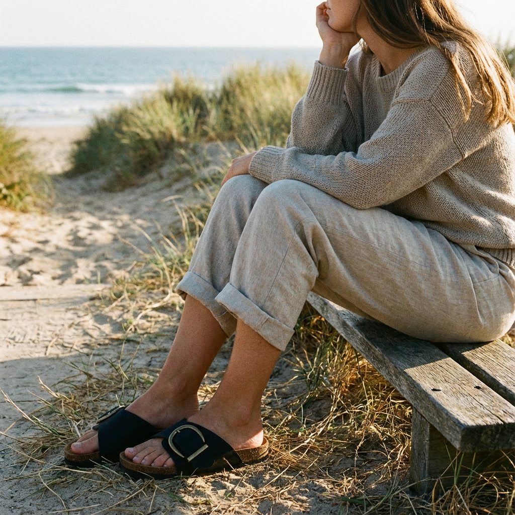 Luna | Mujer Sandalias Slide Con Hebilla Grande Y Tira Ancha | Casual