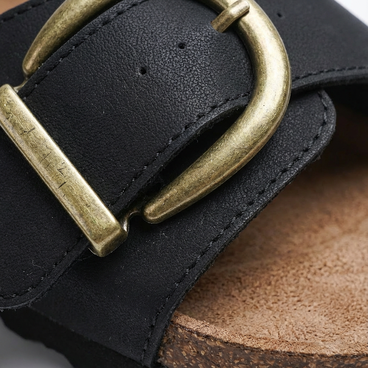 Luna | Mujer Sandalias Slide Con Hebilla Grande Y Tira Ancha | Casual