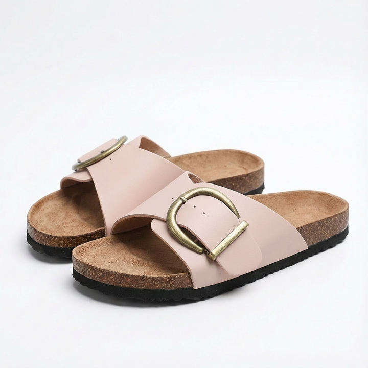 Luna | Mujer Sandalias Slide Con Hebilla Grande Y Tira Ancha | Casual