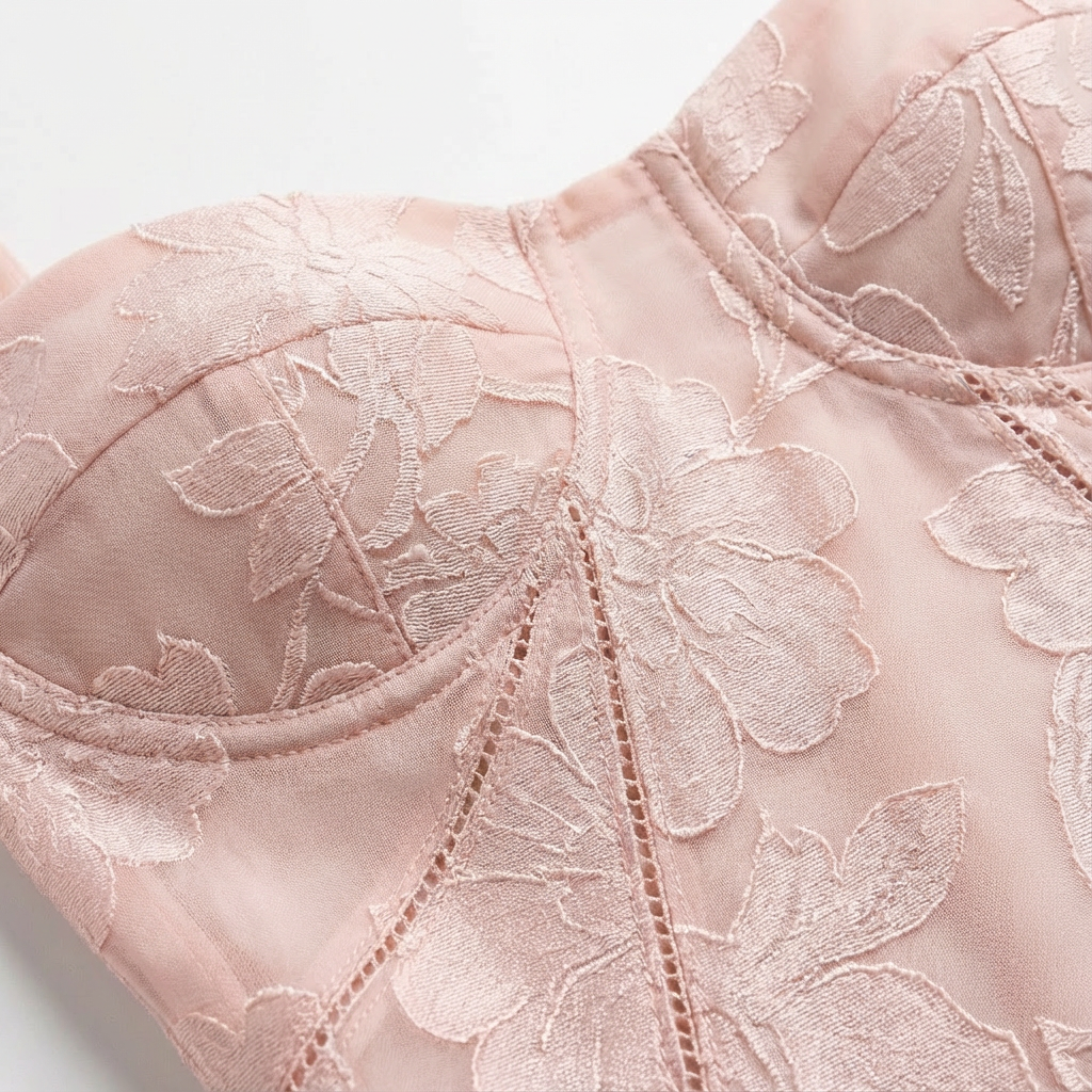 Luna | Abito lungo da donna con ricamo floreale e spalline sottili | Romantico