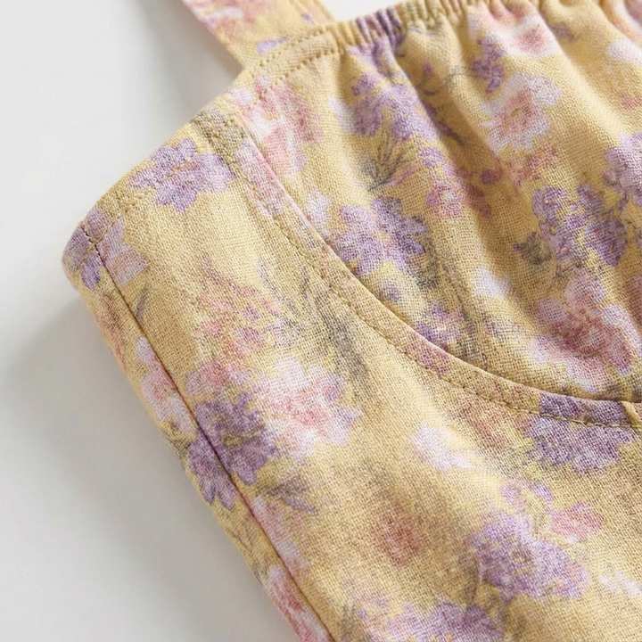 Luna | Abito Midi Donna con Spalline Sottili e Stampa Floreale | Romantico