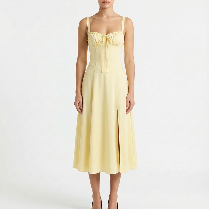 Luna | Abito Midi Donna con Spalline Sottili e Stampa Floreale | Romantico