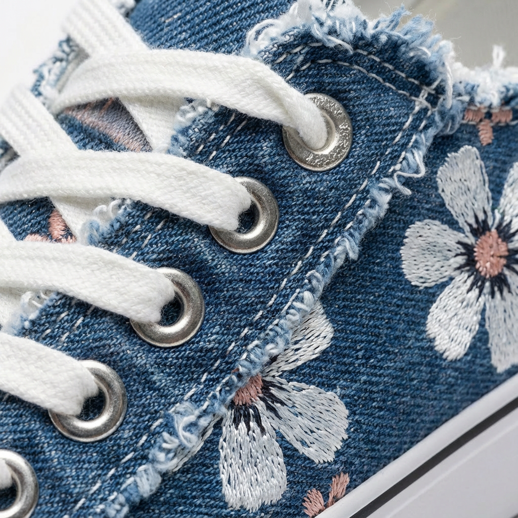 Luna | Mujer Zapatillas Lona Con Estampado Floral Y Cordones | Romántico