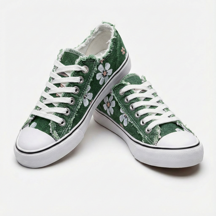 Luna | Mujer Zapatillas Lona Con Estampado Floral Y Cordones | Romántico