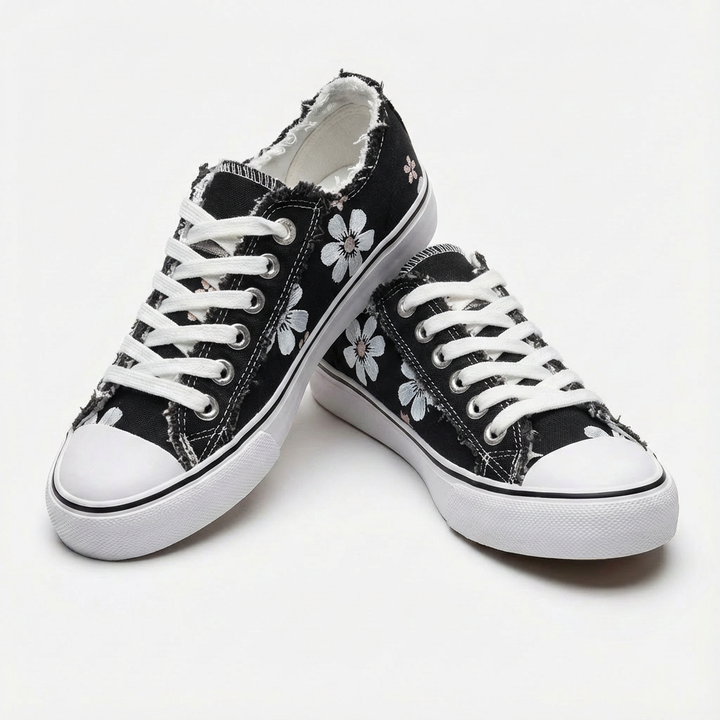 Luna | Mujer Zapatillas Lona Con Estampado Floral Y Cordones | Romántico