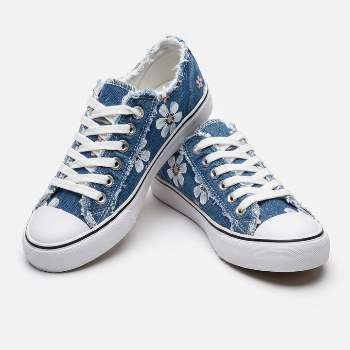 Luna | Mujer Zapatillas Lona Con Estampado Floral Y Cordones | Romántico