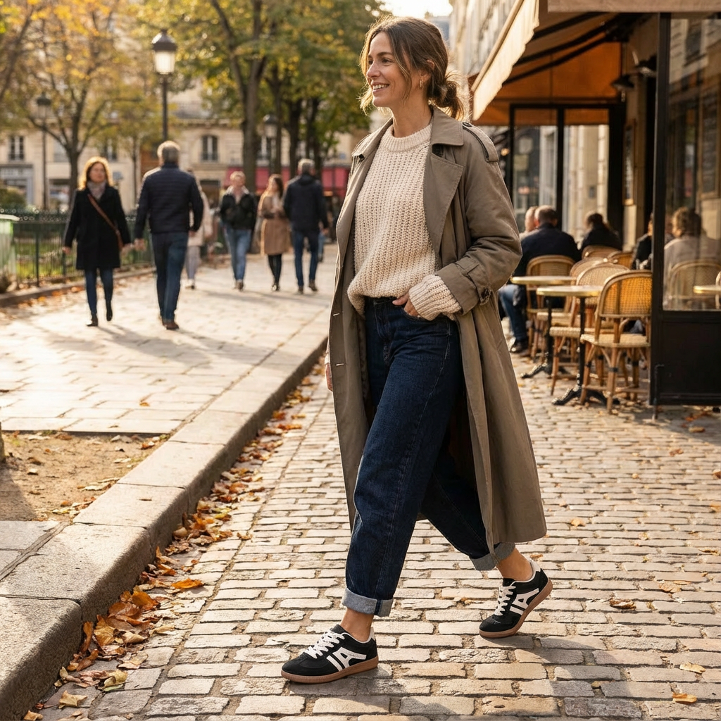 Luna | Mujer Zapatillas Retro Con Rayas Laterales Y Suela Gruesa | Urbano