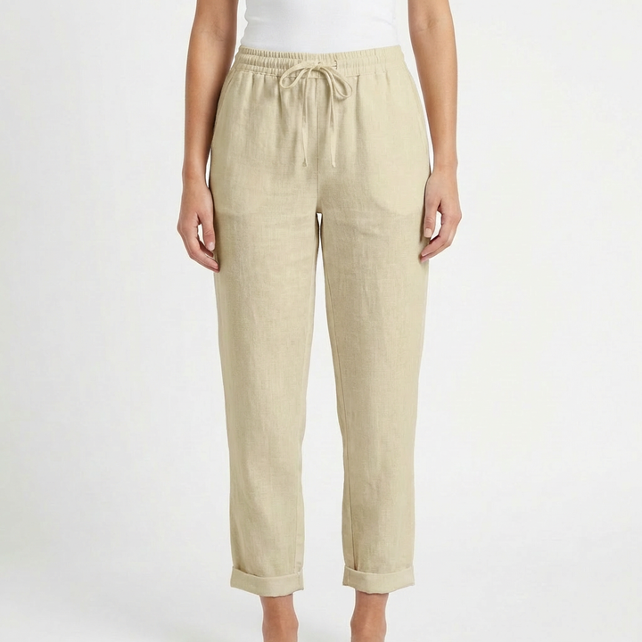 Luna | Pantalón Mujer Con Cintura Elástica Y Bajo Doblado | Casual