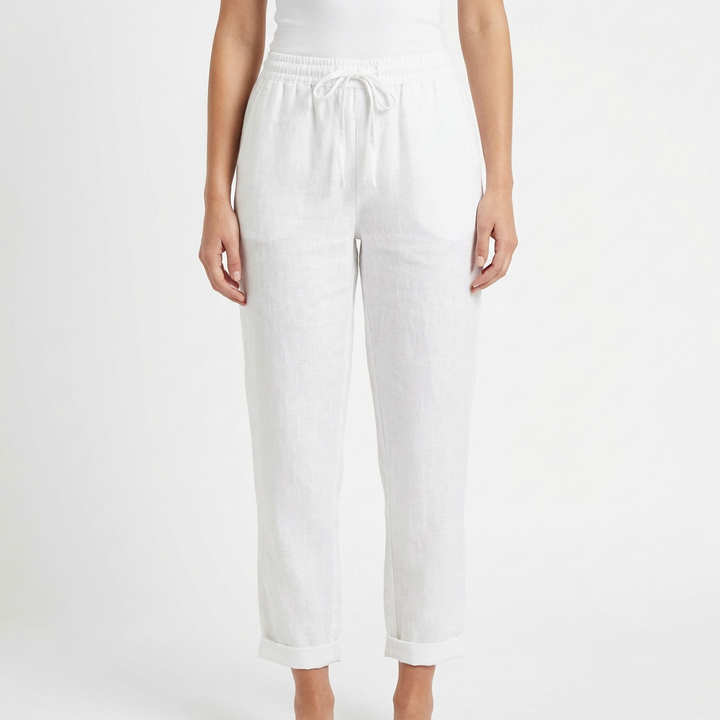 Luna | Pantalón Mujer Con Cintura Elástica Y Bajo Doblado | Casual