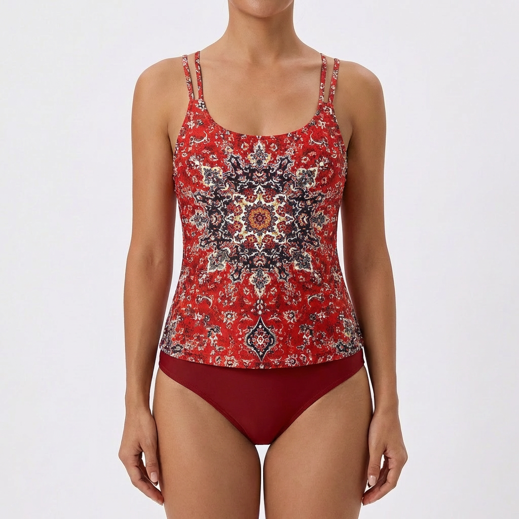 Luna | Costume a due pezzi donna con motivo mandala e spalline doppie | Bohemien