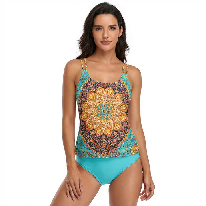 Luna | Costume a due pezzi donna con motivo mandala e spalline doppie | Bohemien