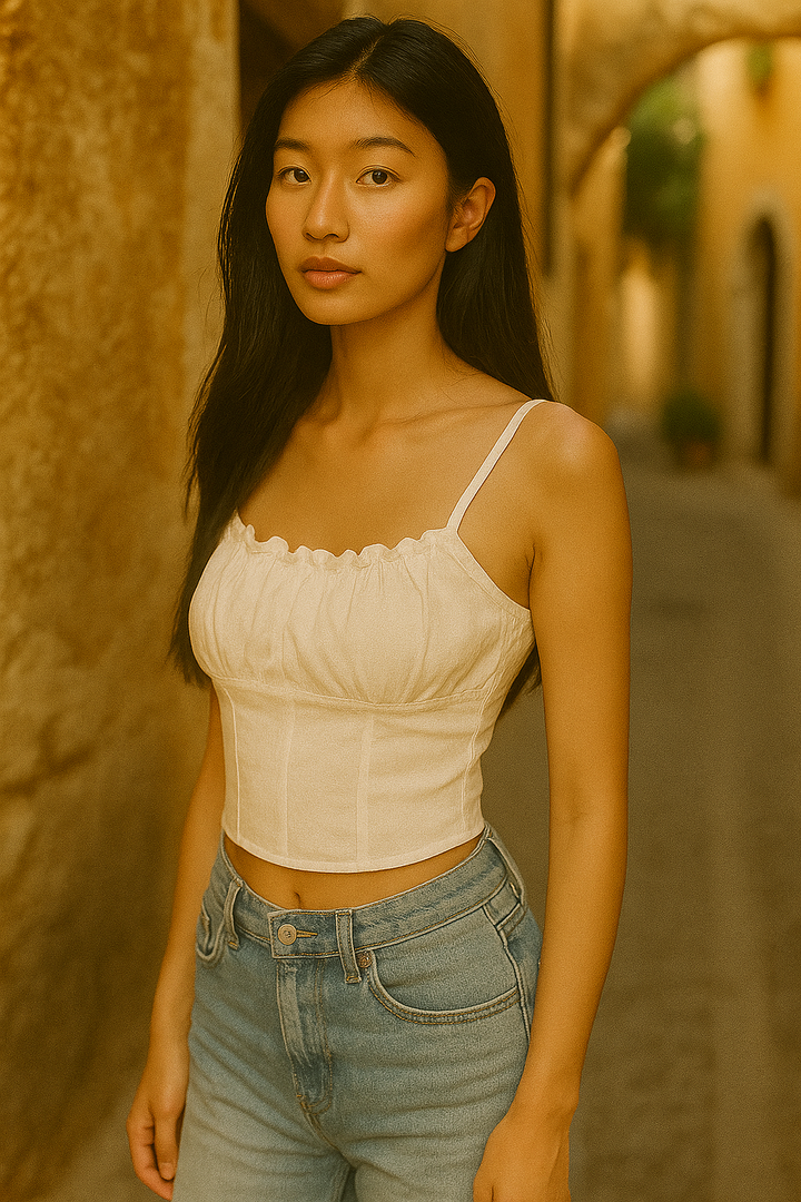 Luna | Top Mujer Sin Mangas Volantes | Verano