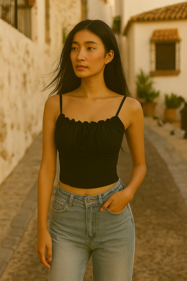 Luna | Top Mujer Sin Mangas Volantes | Verano