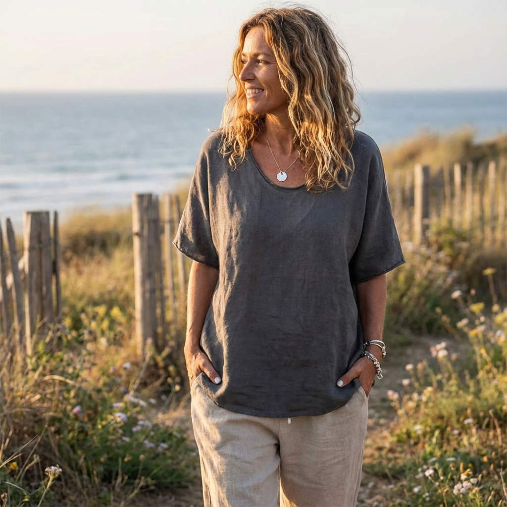 Luna | Tunica Donna con Collo Rotondo e Taglio Ampio | Informale