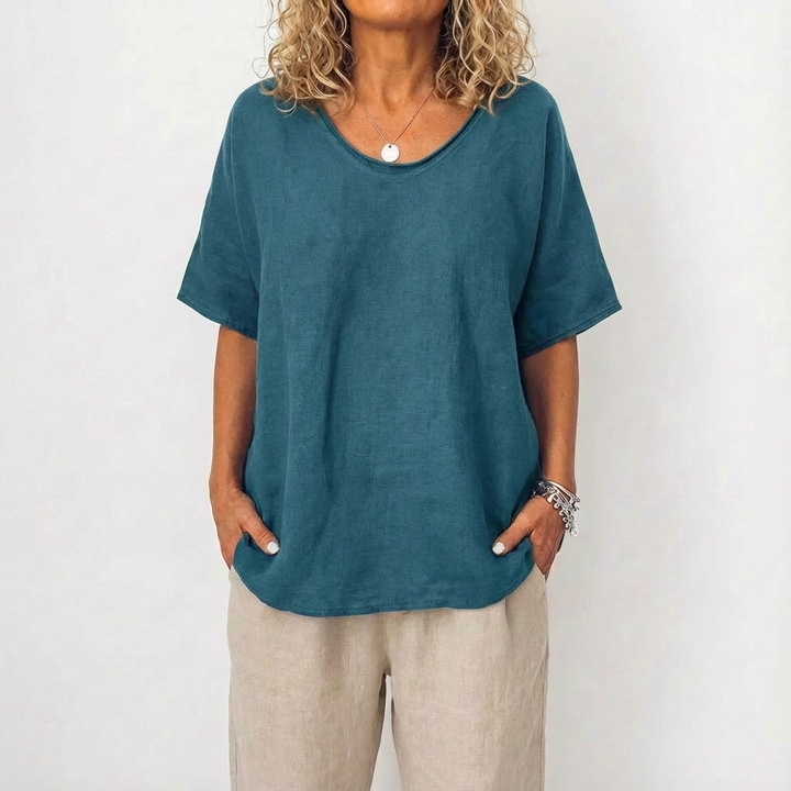 Luna | Tunica Donna con Collo Rotondo e Taglio Ampio | Informale