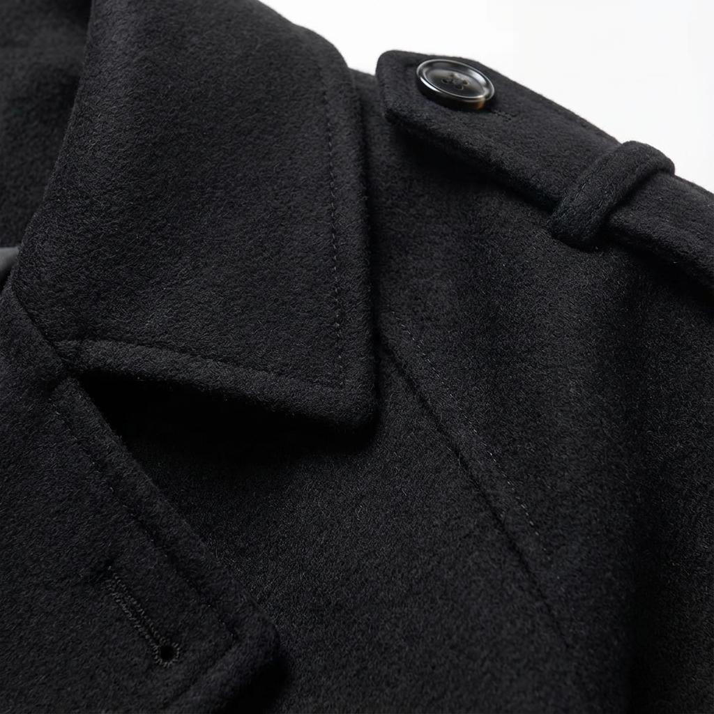 Maisie | Negro Abrigo Trench Cruzado de Mujer