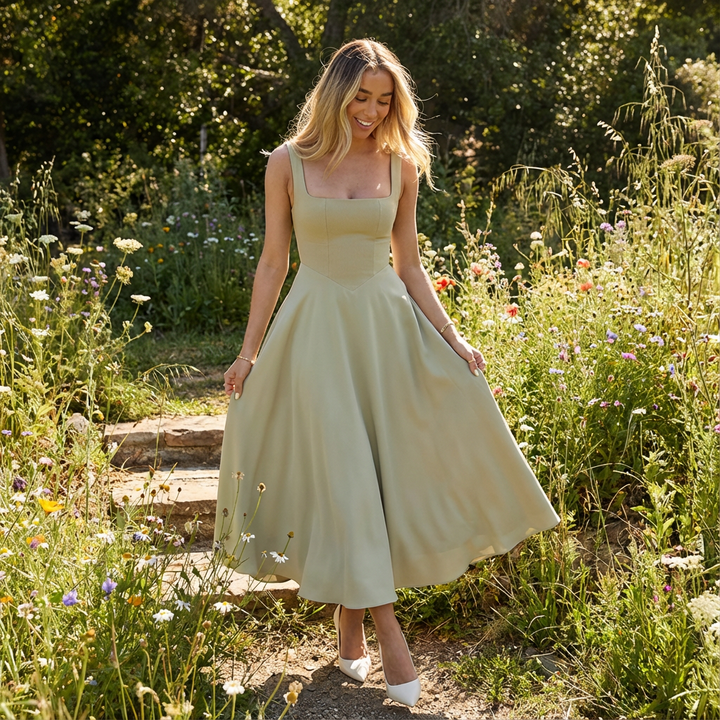 Mandy | Vestido midi acampanado sin mangas para mujer