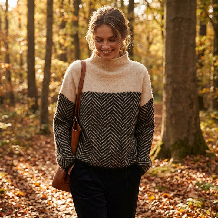 Marcia | Suéter de Cuello Alto con Bloques de Color para Mujer